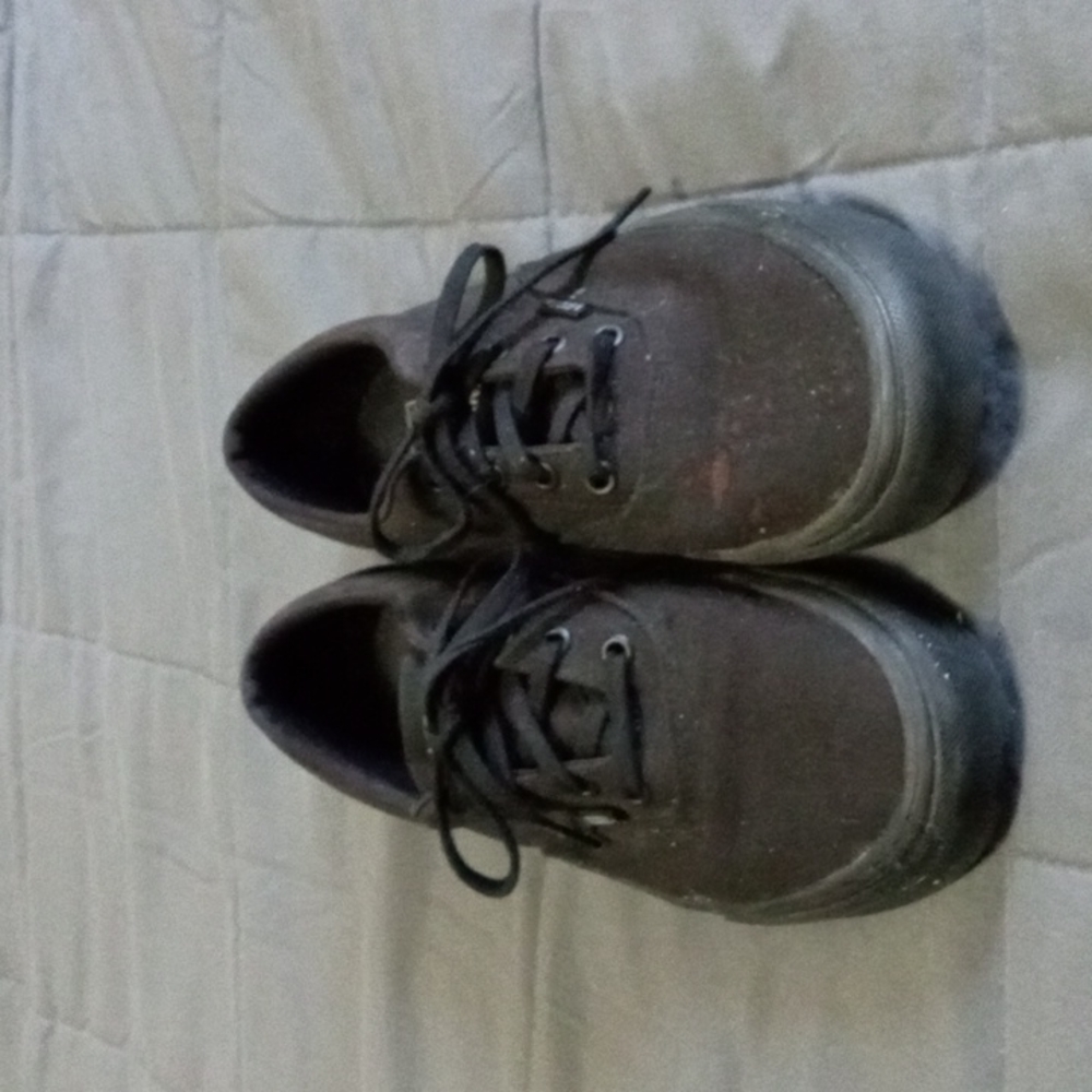 Vans All Black Tennis Shoes Lace Up Womens 8